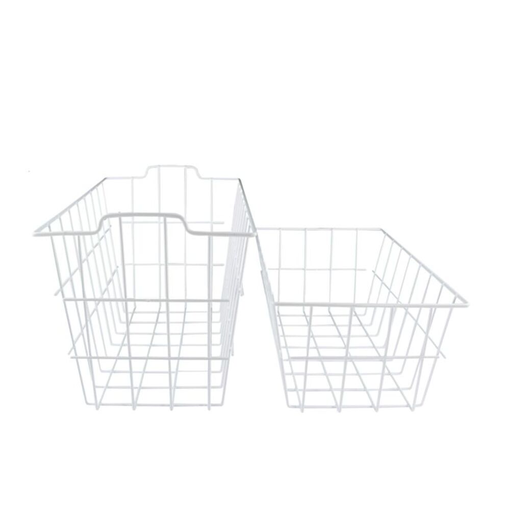 White Wire Steel Basket 2 PC Home Storage Set
